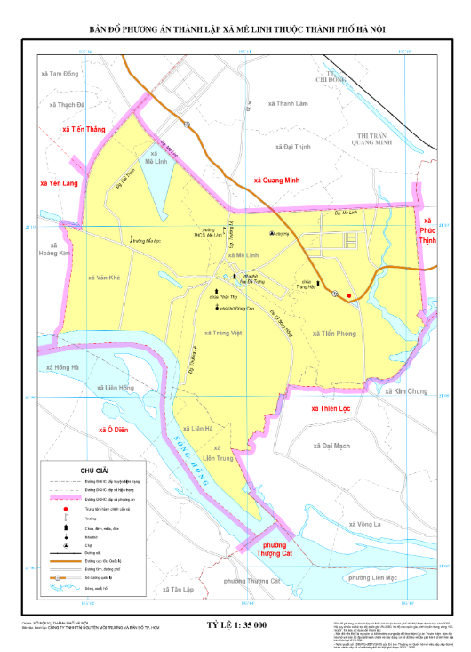 Bản đồ hành chính xã Mê Linh (thành phố Hà Nội)